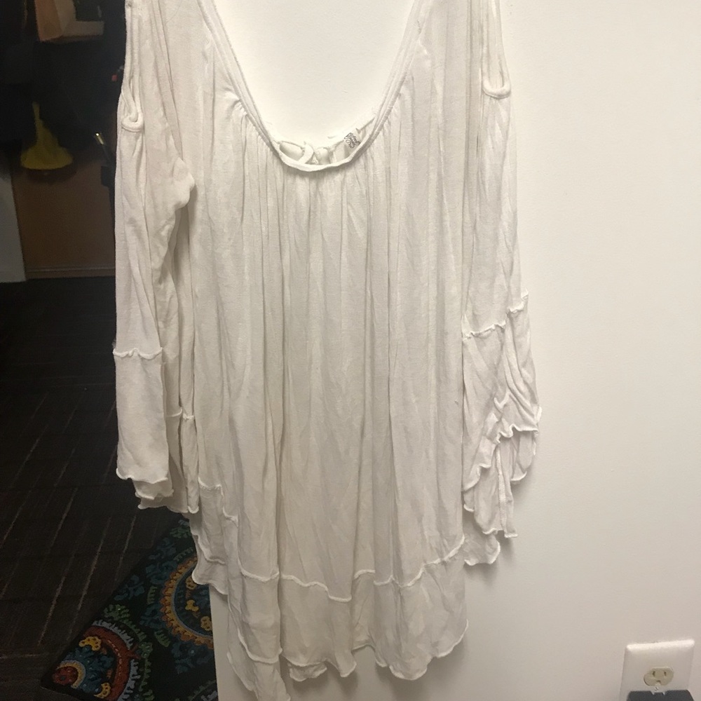 Foley white hippie shirt keyhole back with ties